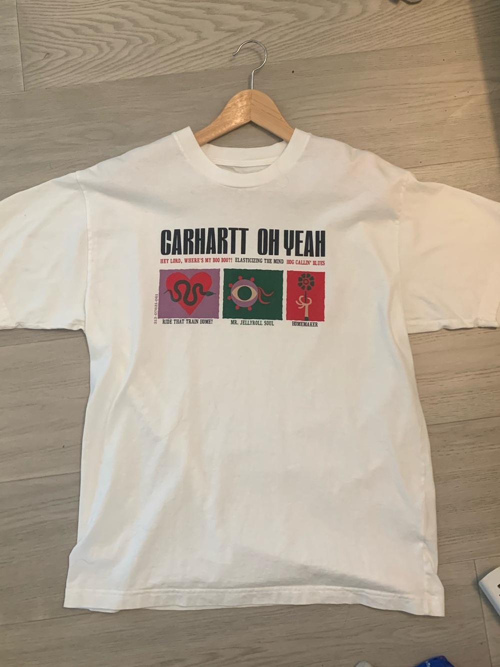 Carhartt White Short‑Sleeve Graphic Tee with Multicolor Print